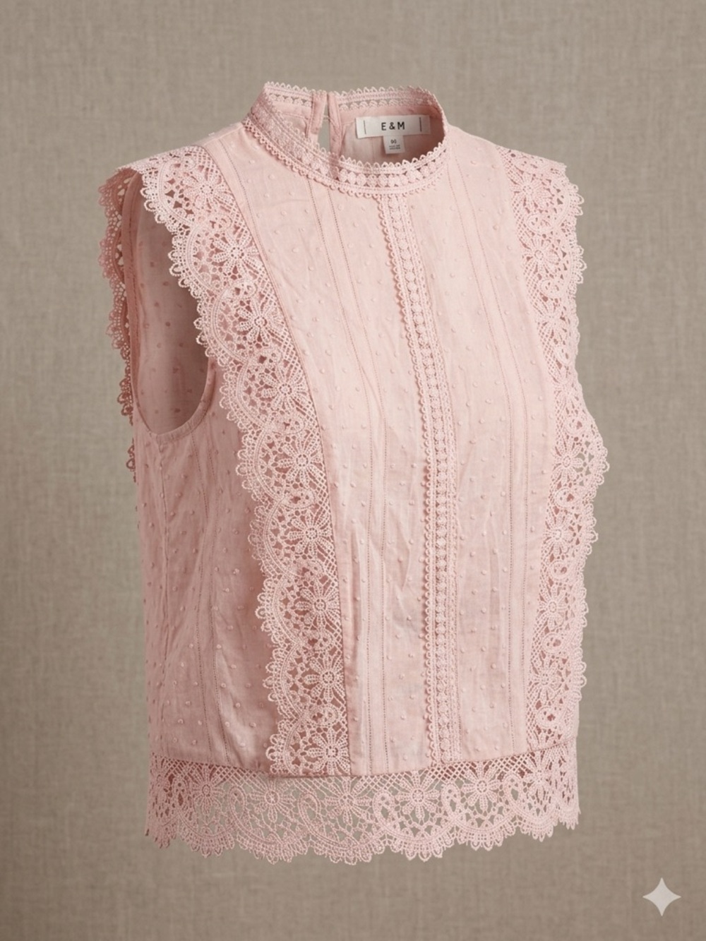 E&M Heirloom Lace & Swiss Dot Blouse: A Masterpiece of Romantic Sophistica